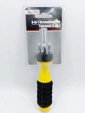 Tool Bench Hardware 8-in-1 Multi-Bit Screwdriver Set Magnetic Yellow Black New